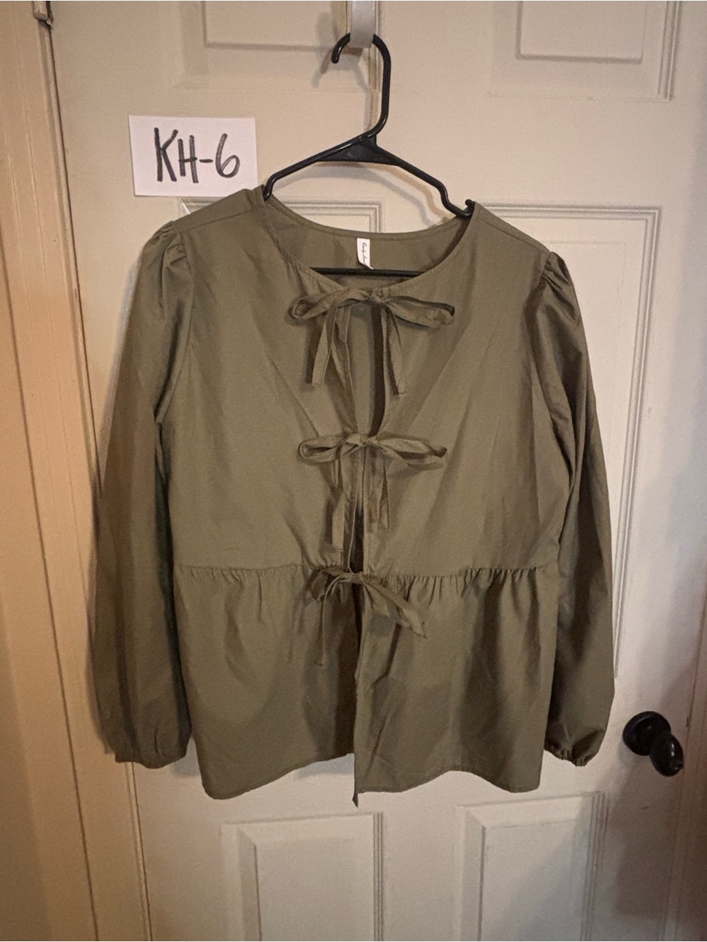 Olive Tie-Front Peplum Jacket